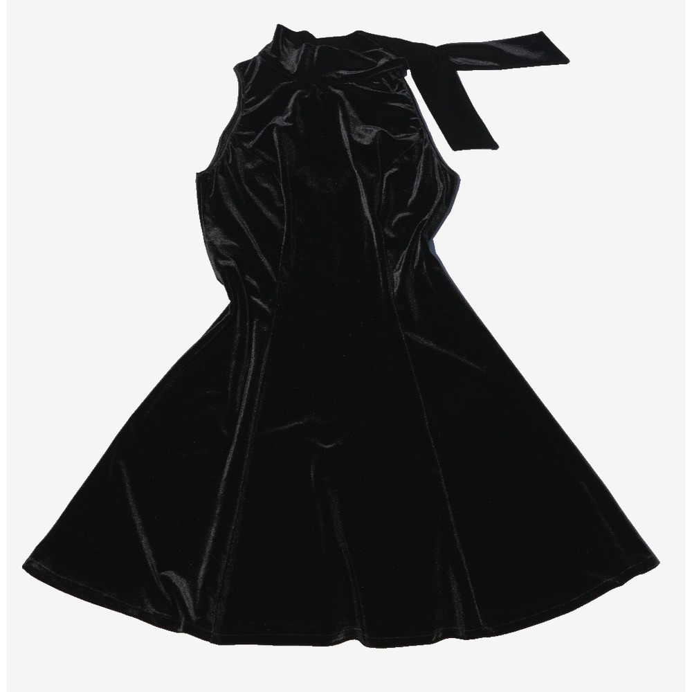 Orna Farho Olga Velvet Bow Mini Dress Dark Coquette Old Hollywood US 2